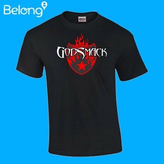 เสื้อยืดครอปเสื้อยืด พิมพ์ลายโลโก้ Godsmack Fire สไตล์เรียบง่าย แฟชั่นสําหรับผู้ชายS-5XL