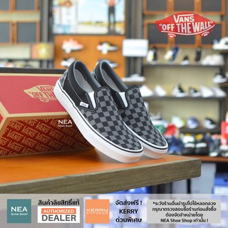 [ลิขสิทธิ์แท้] VANS Classic Slip-on Checkerboard Black/Pewter [U] NEA รองเท้าแวนส์ ทรงสวม ได้ทั้งชายและหญิง