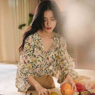 เสื้อสไตล์เกาหลีลายดอกไม้ S025
