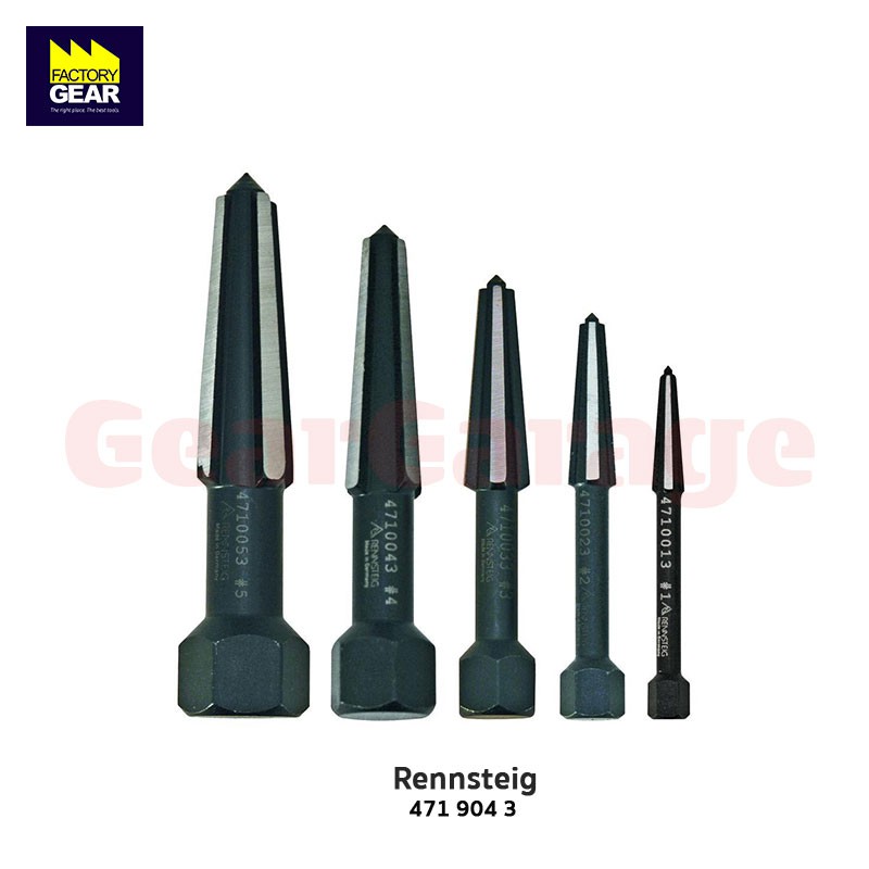 RENNSTEIG NO.471 904 3 Screw Extractor double edged Set 5Pcs.ชุดดอกถอนน็อต สำหรับน็อตขนาด M5-M20 / 1