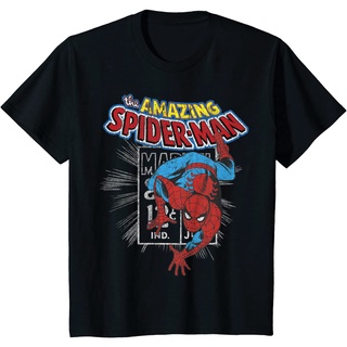 เสื้อยืด ผ้าฝ้ายแท้ ระบายอากาศได้ดี พิมพ์ลายโปสเตอร์ Marvel The Amazing Spider-Man สไตล์วินเทจ คุณภาพสูง