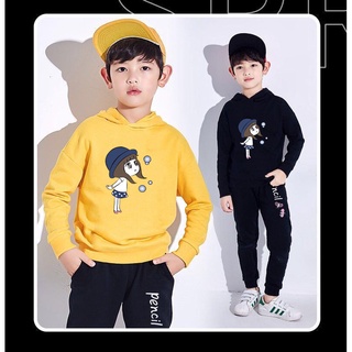 K-2033-O+TKU342 เซ็ท 2 ชิ้น   แฟชั่นเด็ก เสื้อแขนยาวคอกลม+กางเกงขายาว ลายน่ารัก