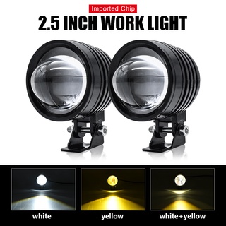 LED Motorcycle Spot Light 2.5-inch External Fog Light Auxiliary Lamp Projector Lens White Amber Waterproof Headlight for