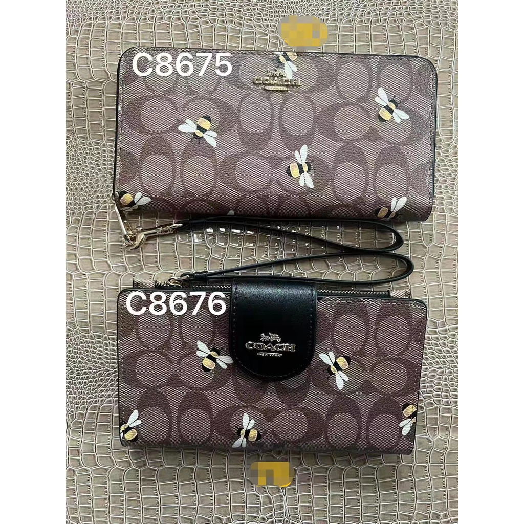 Outlet ส่วนลด🌈 Coach C8676 C8675 กระเป๋าสตางค์ผู้หญิงซิปยาวกระเป๋าสตางค์ใบสั้น