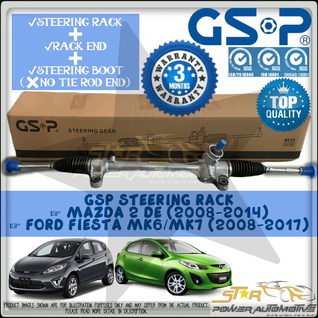 GSP Mazda 2 DE (2008-2014) / Ford Fiesta MK6 MK7 (2008-2017) แร็คเกียร์พวงมาลัยพาวเวอร์ Assy Set ( S