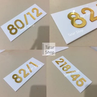 ป้ายบ้านเลขที่อะคริลิค ตัวเลขสีทอง พร้อมแผ่นพื้นหลัง ทนแดด ทนฝน ☀☂