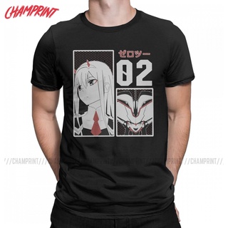 เสื้อยืดคอกลม แขนสั้น ผ้าฝ้าย 100% พิมพ์ลายอนิเมะ Zero Two DARLING In The FRANXX แฟชั่นฤดูร้อน สําหรับผู้ชาย และผู้หญิงS