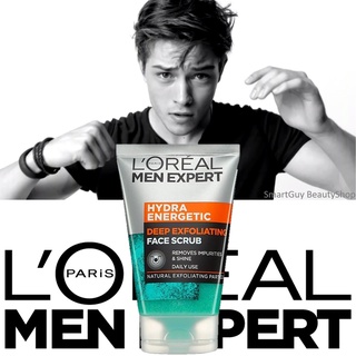 LOréal Men Expert Hydra Energetic Deep Exfoliating Face Scrub ผลิตภัณฑ์ทำความสะอาดผิวหน้าผู้ชายสูตรปลุกความชุ่มชื่น