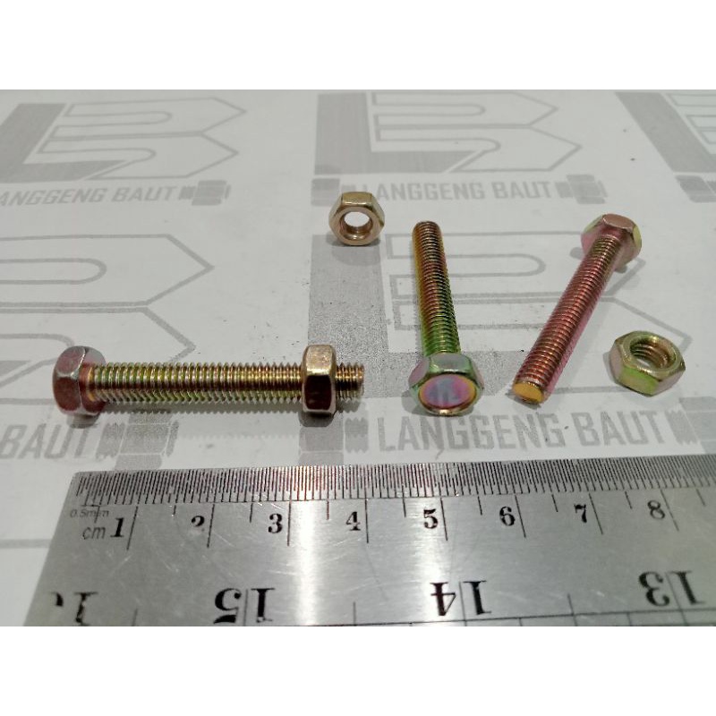 Bolt Nut M6 X 40 / 4 ซม. กุญแจ 10 สีเหลือง BMK M6x40