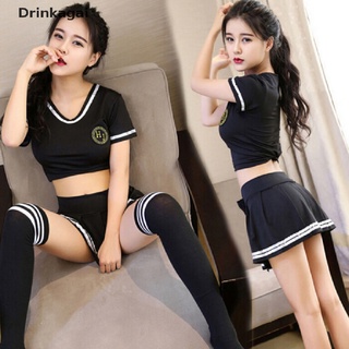 [Dri] 2pcs School Girl Costume Cheerleader Cosplay Uniform Lingerie Set Sleepwear Sexy COD