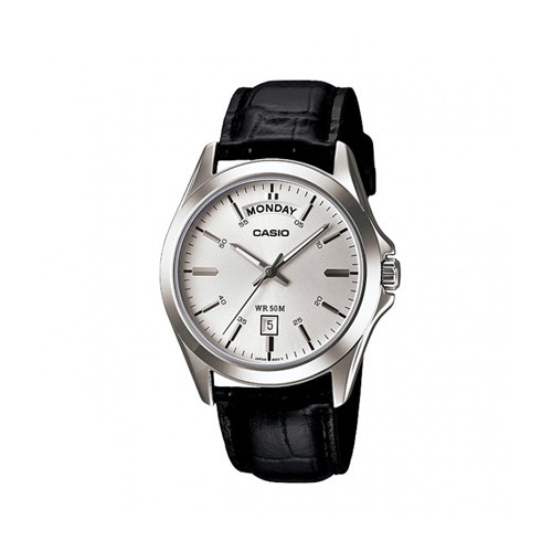 Casio Standard นาฬิกาข้อมือผู้ชาย สีเงิน สายหนัง รุ่น MTP-1370L,MTP-1370L-7A,MTP-1370L-7AVDF