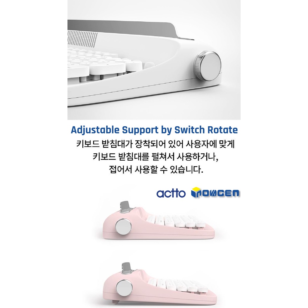 Inovagen ACTTO B503 คีย์บอร์ดไร้สาย บลูทูธ 5.0 106 คีย์ รองรับ Android Windows IOS สไตล์เรโทร พร้อมขาตั้ง สําหรับโทรศัพท์มือถือ แท็บเล็ต