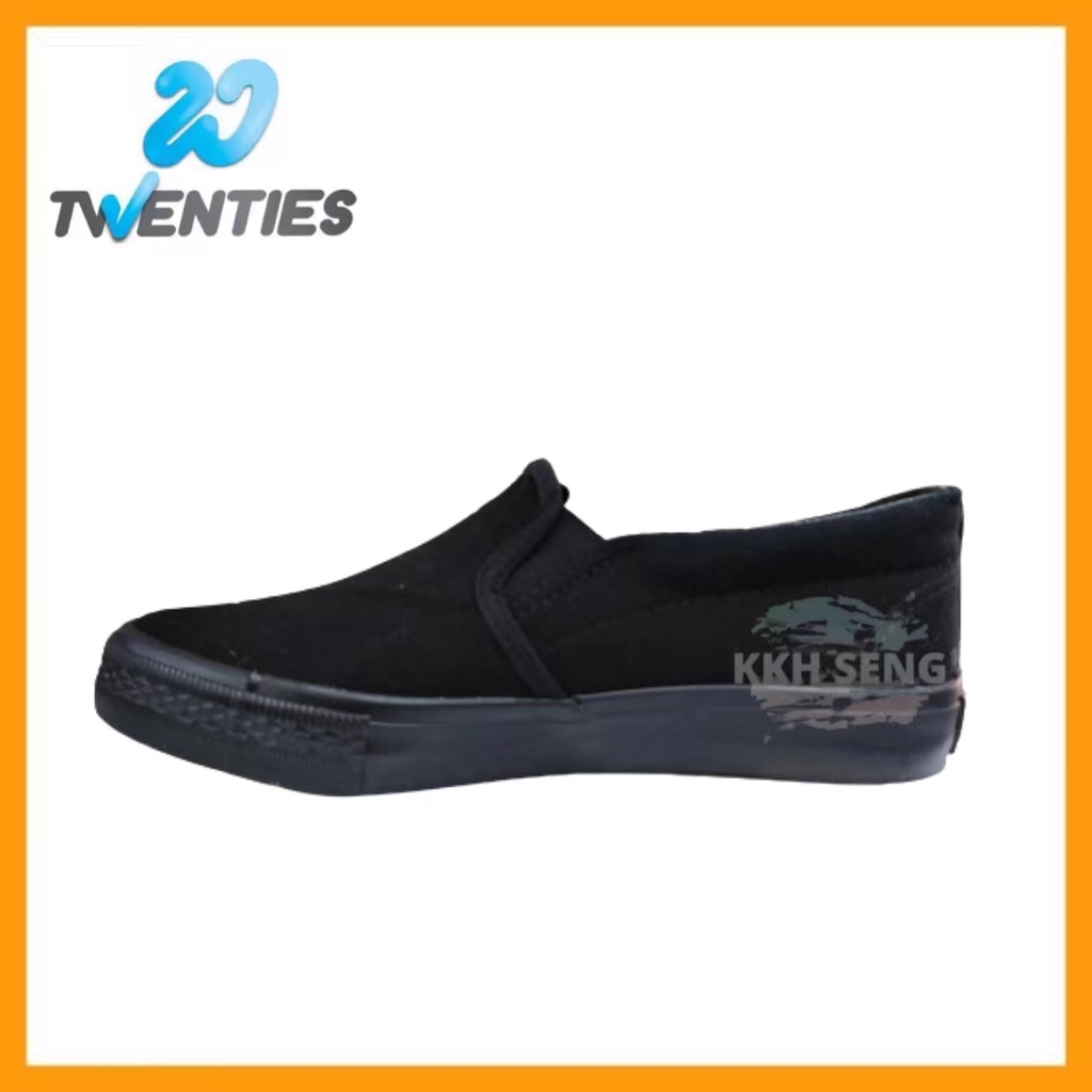 Twenties S208BK Canvas Black School Shoe Kasut Hitam Sekolah Twenties