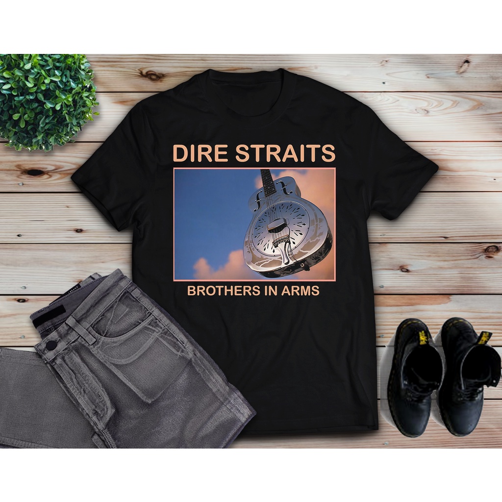 เสื้อยืดครอปเสื้อยืดแฟชั่น พิมพ์ลาย Dire Straits Brothers In Arms สําหรับวัยรุ่น ฟิตเนสS-5XL
