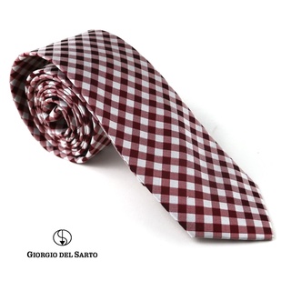 Giorgio Del Sarto Silk Necktie Red Fabric Texture เนคไทผ้าไหมสีแดงมีเท็กเจอร์