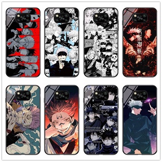 เคสโทรศัพท์มือถือกระจกนิรภัย แบบแข็ง กันกระแทก ลายการ์ตูนอนิเมะ Jujutsu Kaisen Yuji Itadori Gojo Satoru สําหรับ Xiaomi Poco x3 nfc Poco x3 pro