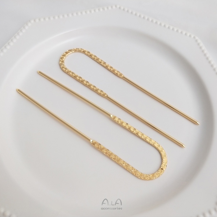 ❤️เครื่องประดับ DIY❤️หวีเสียบผม ชุบทองแท้ 14K สี่ซี่ แฮนด์เมด DIY สไตล์ฮั่นฝูโบราณ - รูปที่ 2