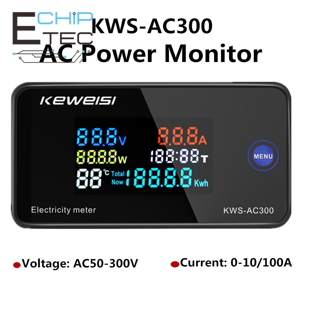 KWS-AC300 โวลต์มิเตอร์แอมมิเตอร์ KWS Power Energy Meter AC 50-300V LED AC Wattmeter มิเตอร์ไฟฟ้าพร้อ