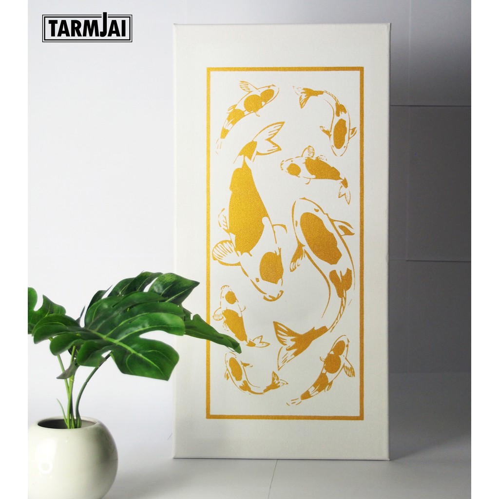 รูปภาพ"มงคล ปลาคราฟ8ตัว"เสริมฮวงจุ้ยดวงการเงินการงานบนแคนวาสคุณภาพดี/ขนาด25x50ซม