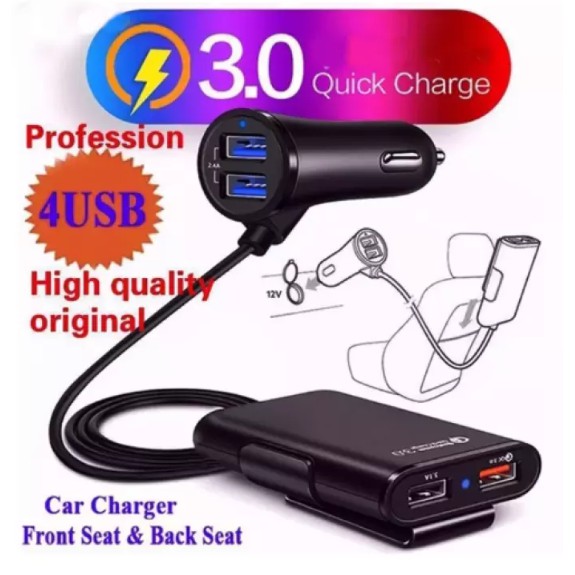 ที่ชาร์จแบตในรถ3.1Aที่ชาตแบตในรถ หัวชาร์จในรถxiaomiที่ชาร์จในรถ 4usbที่ชาร์จแบตรถ12V-24V dual car chargerเครื่องชาตแบต