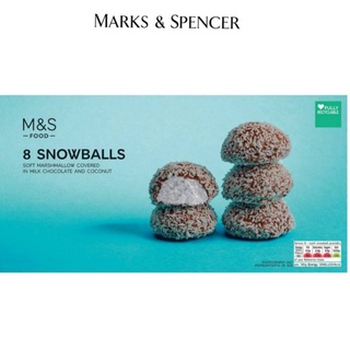 m&amp;s 8 snowballs 164g. ❄️☃️🌬️ขนมมาร์ชเมลโลเคลือบช็อคโกแลตนมและมะพร้าวอบแห้ง🌬️☃️🌴