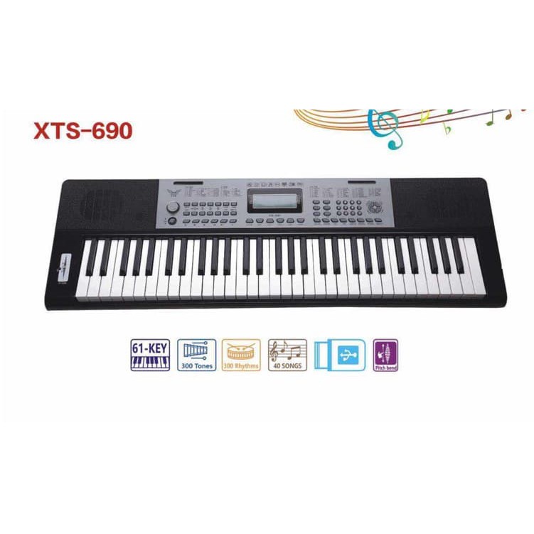 XTS-690 คีย์บอร์ด 61 คีย์มาตรฐาน (คีย์ขนาดใหญ่) มี USB & SD Pitch Bend (Touch Control) แถมฟรี!! อะแด