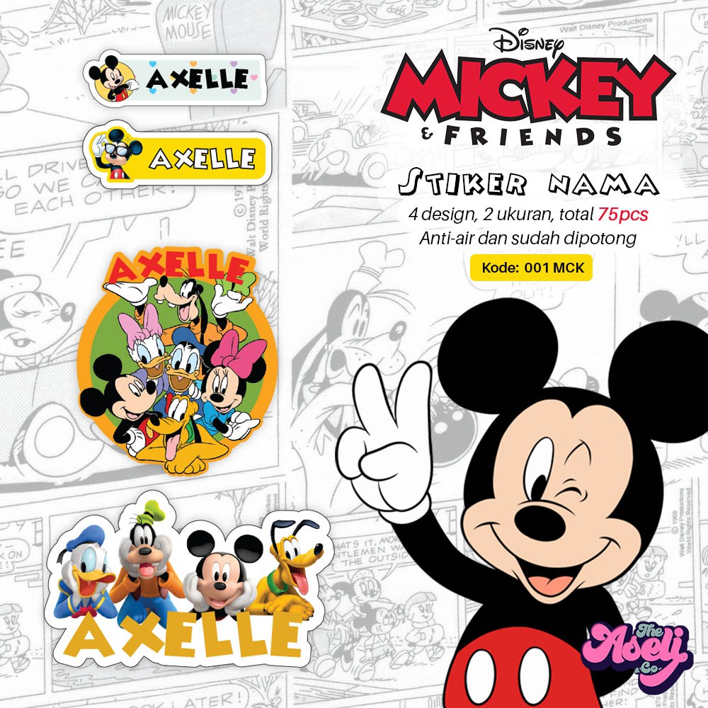 MICKEY MOUSE WATERPROOF NAME STICKER / NAME LABEL