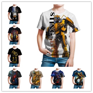 เสื้อยืดแขนสั้น พิมพ์ลาย Transformers Bumblebee เหมาะกับของขวัญวันเกิด แฟชั่นฤดูร้อน สําหรับเด็กผู้ชาย อายุ 3-13 ปี