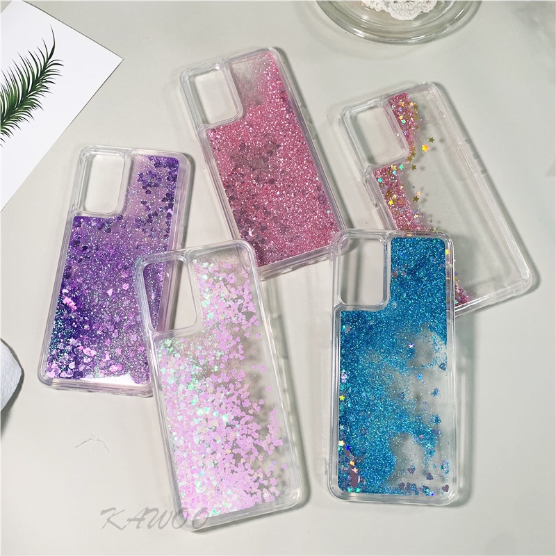 เคสโทรศัพท์มือถือแบบนิ่ม TPU ใส มีทรายไหล แต่งกลิตเตอร์ ระยิบระยับ สําหรับ Oppo A54 A95 4G A74 A16 A52 A36 A76 A96 Reno 5 4