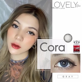 คอนแทนเลนส์ lovely lens ลายใหม่ Coraสีเทา/น้ำตาล