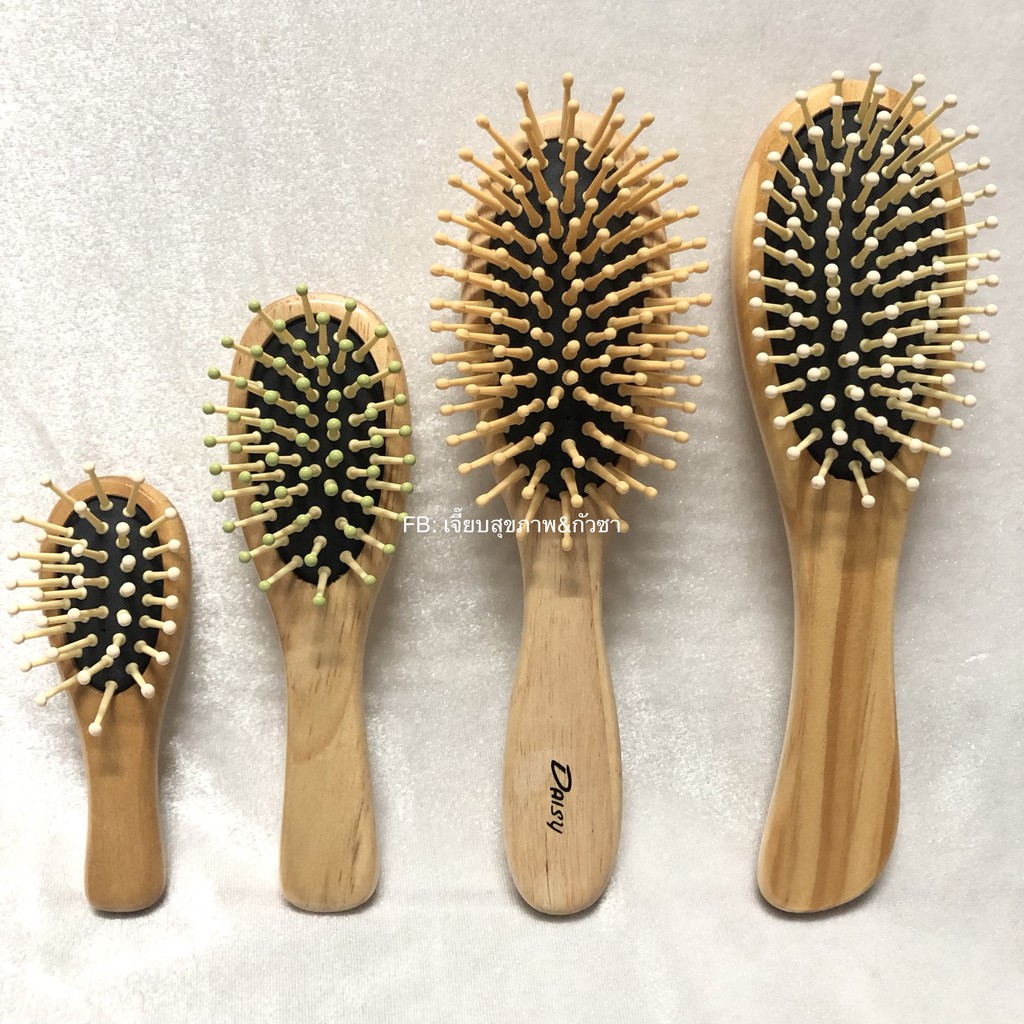 พร้อมส่ง🌿หวีปุ่มไม้ลูกพีช ใช้นวดหัว ลดอาการหลุดร่วง ไม่มีไฟฟ้าสถิต ป้องกันผมชี้ฟู