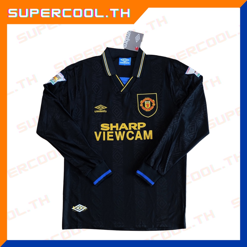 Manchester United 1994 away vintage jersey เสื้อบอลแมนยูย้อนยุค เสื้อแมนยูย้อนยุคแขนยาวดำ Sharp Cantona