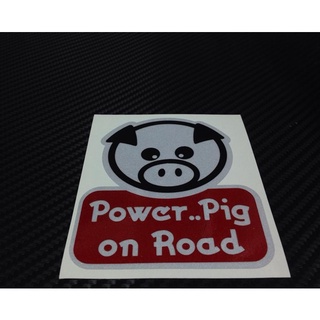 สติ๊กเกอร์ตัดคอม สะท้อนแสง 3M แท้ รูป หมู Pig on Road มีหมูบนรถ sticker ติดรถ แต่งรถ สติกเกอร์ สติกเกอ น่ารัก หัวหมู