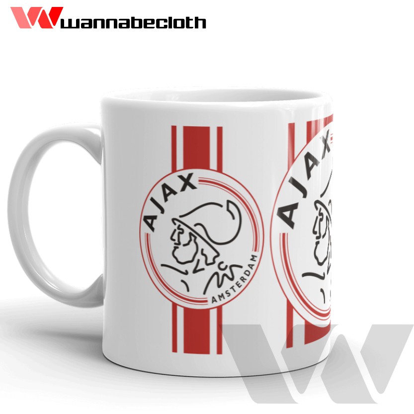 Ajax Amsterdam Mug Ajax Amsterdam Glass Ball Mug แก้วพิมพ์แบบกําหนดเอง แก้ว Ajax โลโก้สีขาว
