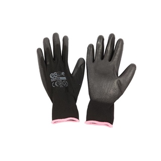 ถุงมือถักเคลือบ S สีดำ อีโค่ PU GLOVE ถุงมือยาง Knit Gloves S Black ECO PU GLOVE