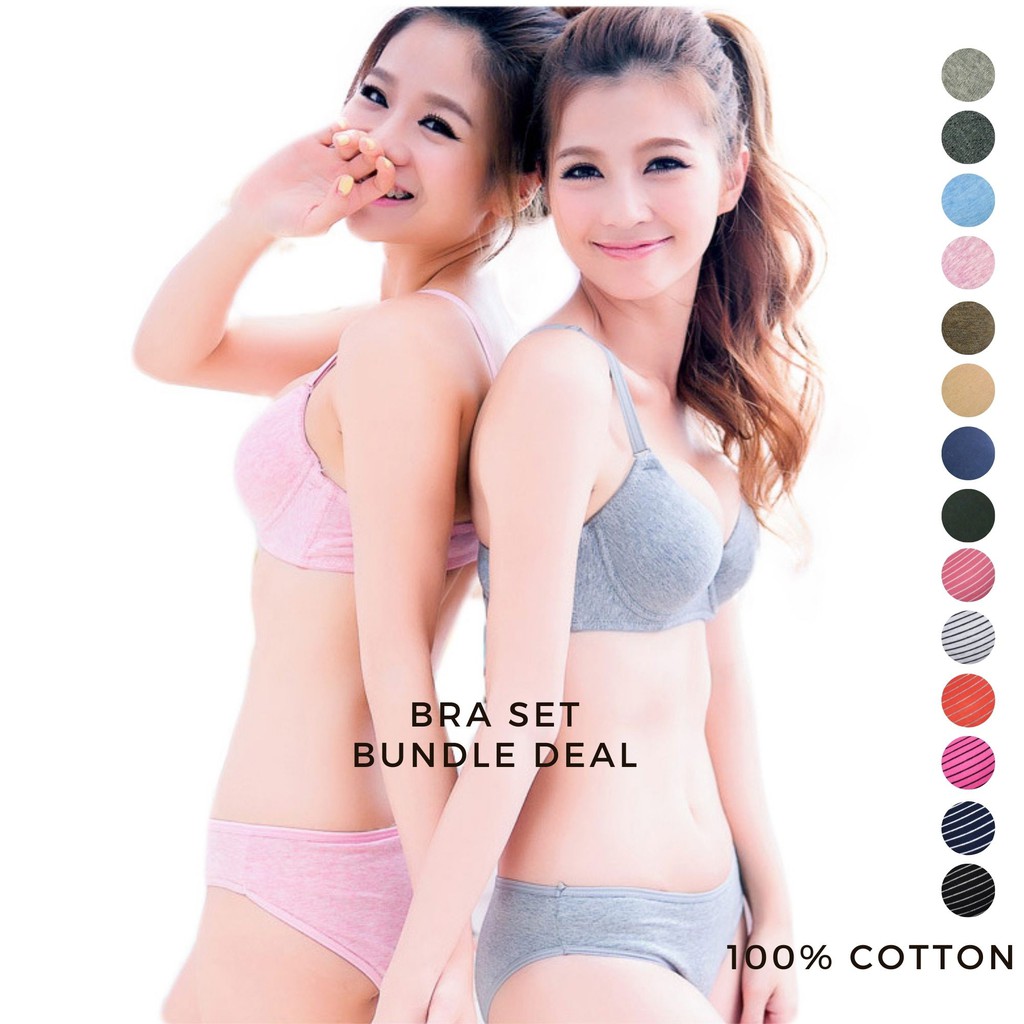 B&C Signature Natural Cotton Wired Ladies Bra Set - Cup B
