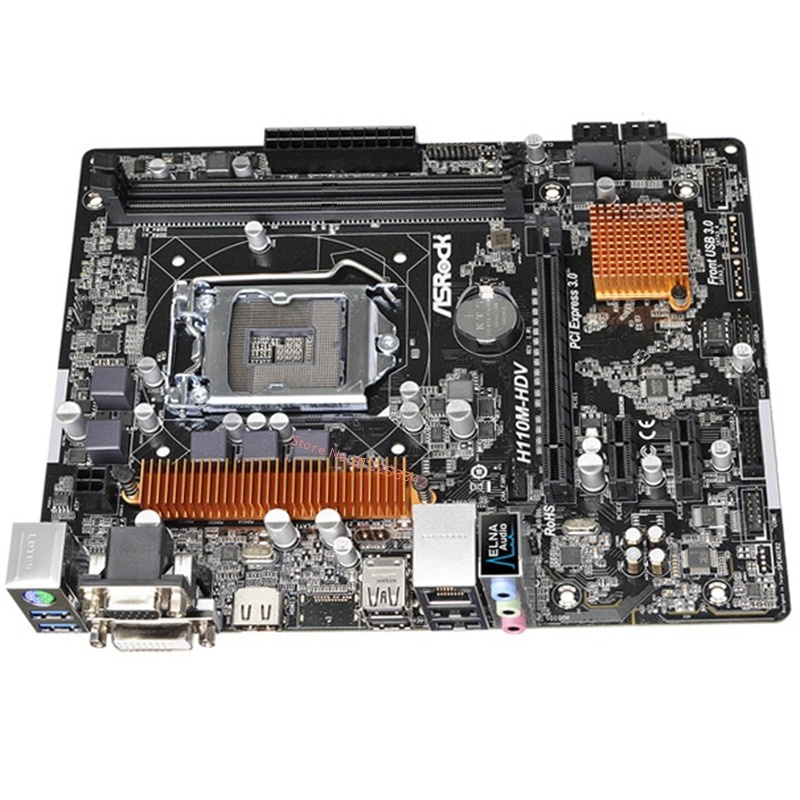 【สินค้าพร้อมส่ง】เมนบอร์ดซ็อกเก็ต สําหรับ ASRock H110M-HDV 1151 H110 LGA1151 DDR4 SATA3 USB3.0 32GB #8