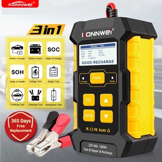 Konnwei KW510 เครื่องทดสอบแบตเตอรี่รถยนต์อัตโนมัติ 12V 5A กรดตะกั่วแห้ง เปียก AGM สําหรับซ่อมแซมรถยนต์ obd