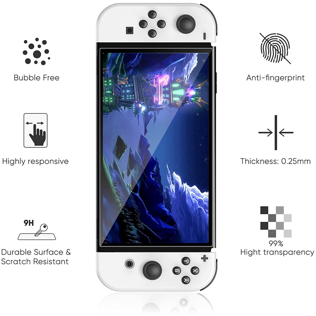 กระจกนิรภัยกันรอยหน้าจอสําหรับ Nintendo Switch Oled Oled 2021 ป้องกันรอยขีดข่วน - รูปที่ 2