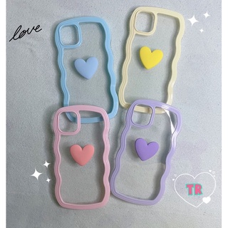 เคสไอโฟนขอบหยักแต่งนูนหัวใจ มี 4 สี