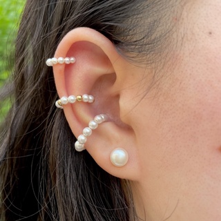 ต่างหูมุก มุกเปลือกหอย แบบเกาะใบหู เกี่ยวหู ไม่ต้องเจาะ Shell Pearl Bead Ear Cuff