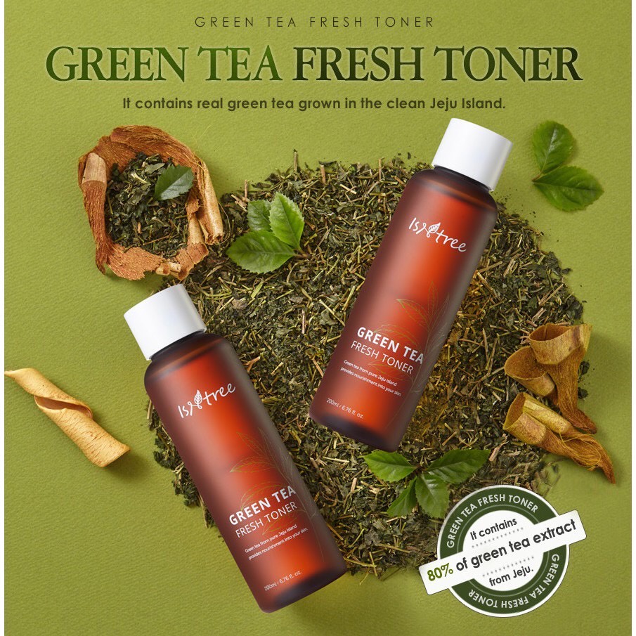 IsnTree Green Tea Fresh Toner 200 ml. โทนเนอร์ ช่วยกระชับรูขุมขน  ปัญหาสิว รอยแดง