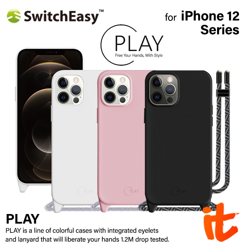 Switcheasy PLAY เคสมือถือไอโฟน 12 พร้อมสายคล้องคอ/คล้องไหล่ สายคล้องถักสีทูโทน for iPhone 12 Mini/12/12 Pro/12 Pro Max