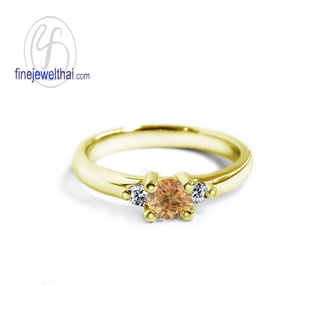 Finejewelthai-แหวนซิทริน-ซิทริน-แหวนCZ-แหวนเงินแท้-แหวนพลอย-พลอยประจำเดือนเกิด-R1208ct (เลือกสีตัวเรือนได้)