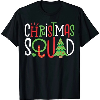 เสื้อยืดผ้าฝ้าย เสื้อยืดคริสต์มาส2022 new Christmas creative English Christmas tree Print short sleeve crew neck T-shirt