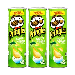 ✨ฮิตสุด✨ PRINGLES พริงเกิ้ล มันฝรั่งทอดกรอบ รสซาวครีมและหัวหอม 107ก. (แพ็ค 3 กระป๋อง) 🚚พร้อมส่ง!! 💨