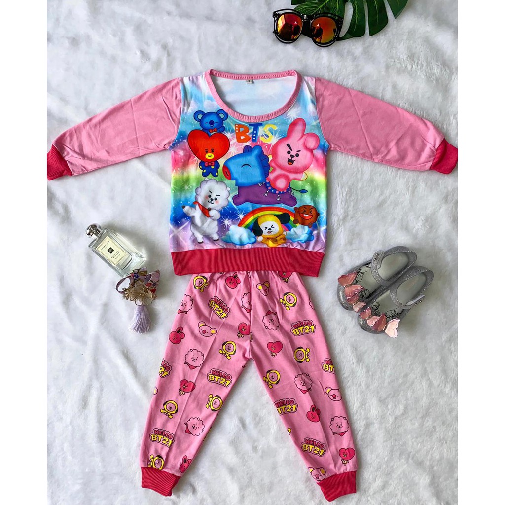 ชุดสูทเด็กผู้หญิง& 39; เสื้อผ้าเด็กผู้หญิง& 39; รุ่น BT21 jogger