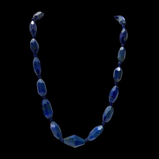 สร้อยคอ หินลาพิสลาซูลี่ หินแท้ธรรมชาติ เจียระไน Natural Faceted Genuine Lapis Lazuli Beads Necklace Gemstone Jewelry