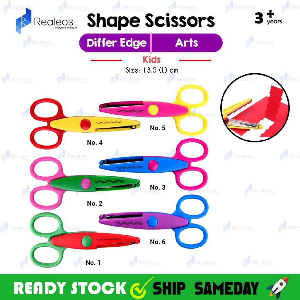 Realeos Kids Safety kid art Scissor Kid art cutter Paper Cut DIY Photo Album Lace Art Plastic Scissors - RB03