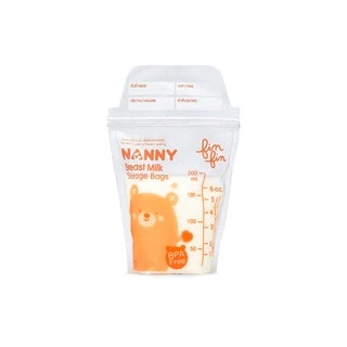 Nanny Fin Fin ถุงเก็บนม ถุงเก็บน้ำนม 5 ออนซ์ ลายหมีสุดน่ารัก 1 กล่อง (50 ถุง) มี BPA Free